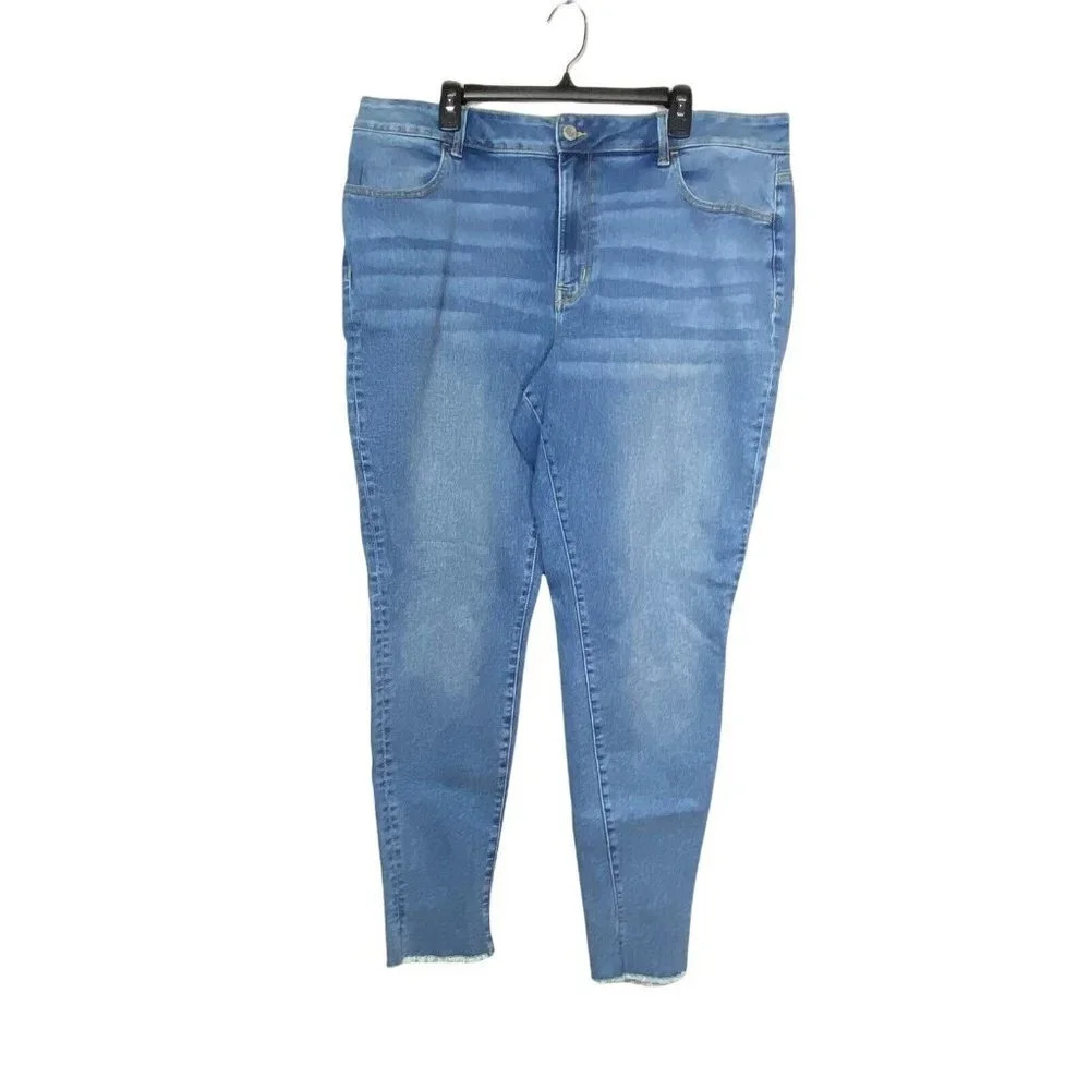 Maurices Jeans Womens Plus Size 22W Long Denim High Rise Skinny Stretch Blue